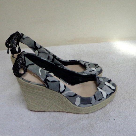 COACH MARITZA BLACK/WHITE WEDGES SANDALS SZ 8.5B - Picture 8 of 11